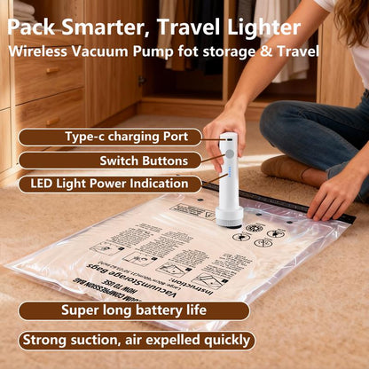 Nest&Carry - Cordless Travel Vacuum Storage Compression Bag Set